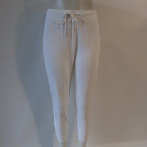 NWT Womens Leallo White Pull-on Drawstring Cropped Sweatpants S